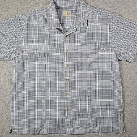 Solitude Plaid Shirt Button Down Large Short sleeve Outdoor - Picture 3 of 9